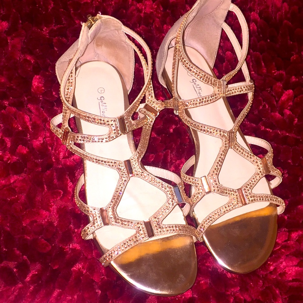 Gold sandals with small heels
